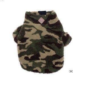 NWT Worthy Dog Quarter Zip Printed Sherpa Dog Pullover GREEN CAMO MEDIUM